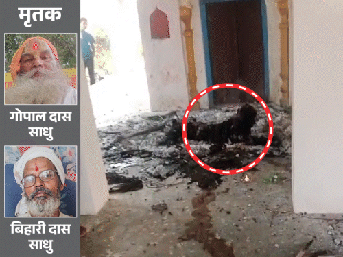 शाहजहांपुर में 2 साधुओं की हत्याकर लाश जलाई:भतीजे ने शिव मंदिर में चिता बनाई; 2 घंटे जलते हुए देखता रहा
