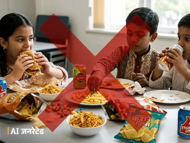 बच्चों की ग्रोथ रोक रहा जंक फूड,हडि्डयां हो रहीं कमजोर:8 साल तक के 100 में 12 बच्चों में बढ़ा बीपी-शुगर, ब्लड इन्फेक्शन का भी खतरा